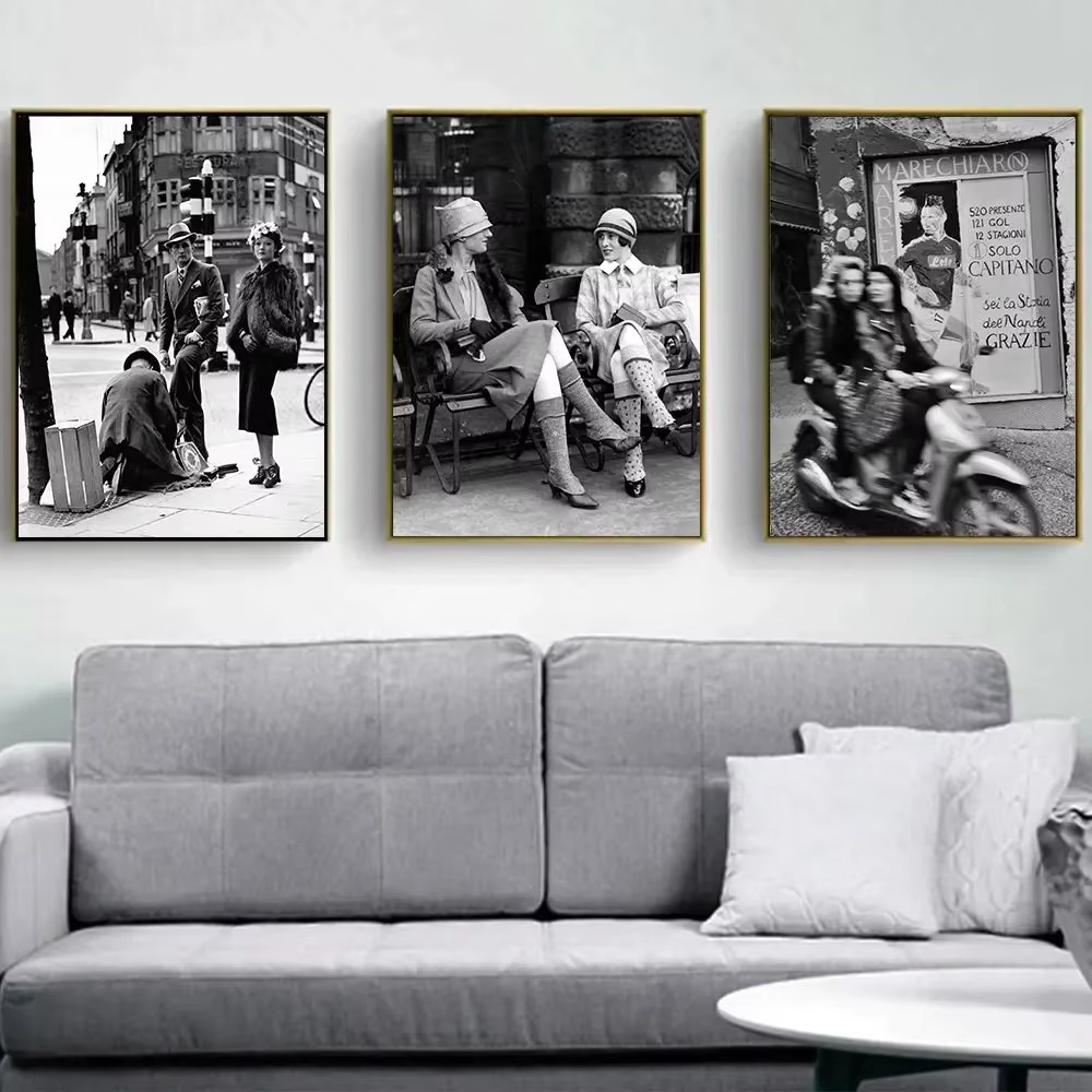 Photography Street - Modny czarno-biały vintage obraz fotograficzny Włochy