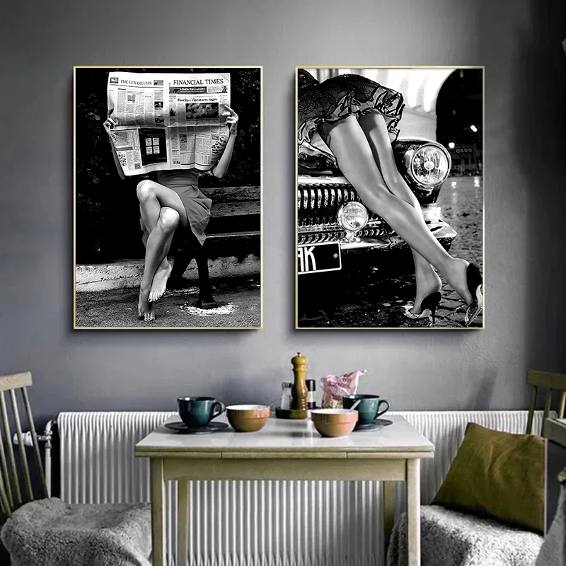 Photography Hd - Plakat w stylu vintage, czarno-biały, seksowna